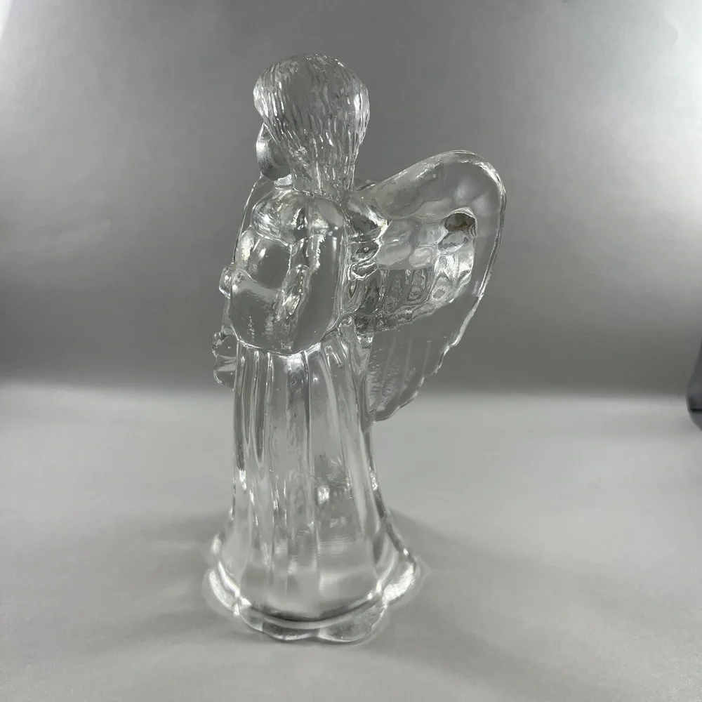 Vintage Christmas Angel Glass Taper Candle Holder Play The Trumpet Celestial - Picture 2 of 8